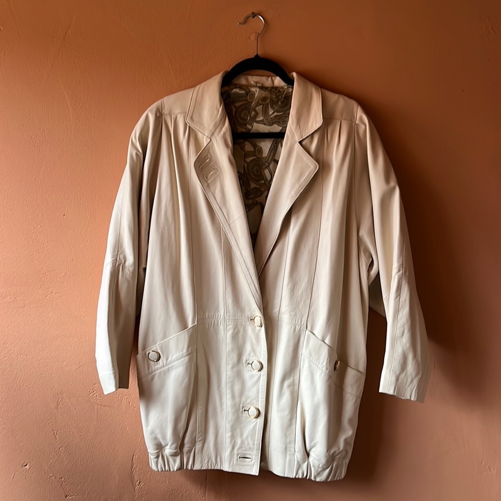 White long leather jacket
